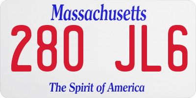 MA license plate 280JL6