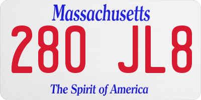 MA license plate 280JL8