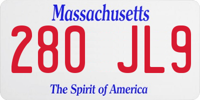 MA license plate 280JL9