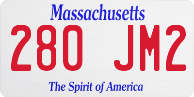 MA license plate 280JM2