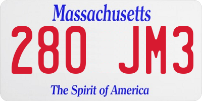 MA license plate 280JM3
