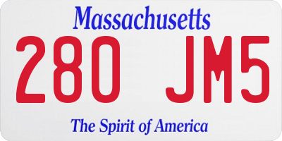 MA license plate 280JM5