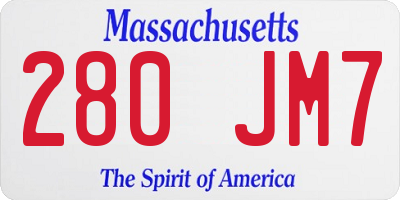MA license plate 280JM7