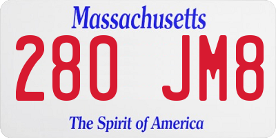 MA license plate 280JM8