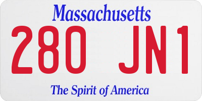 MA license plate 280JN1