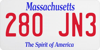 MA license plate 280JN3