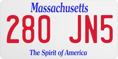 MA license plate 280JN5