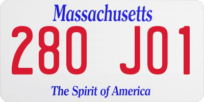 MA license plate 280JO1