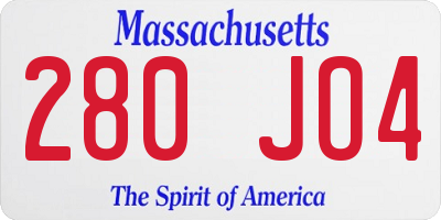 MA license plate 280JO4