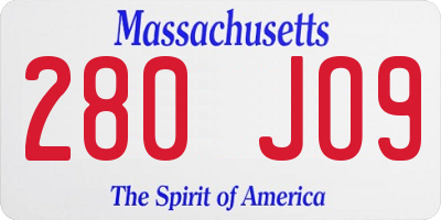 MA license plate 280JO9