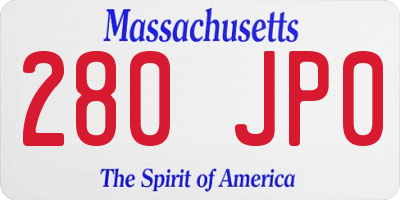 MA license plate 280JP0