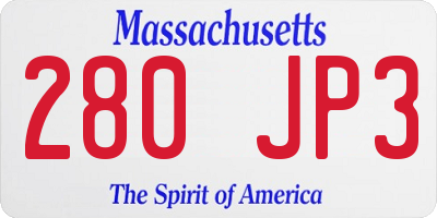 MA license plate 280JP3