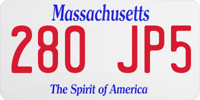MA license plate 280JP5