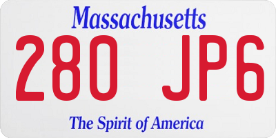MA license plate 280JP6