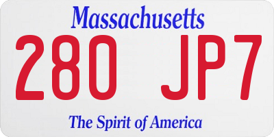 MA license plate 280JP7