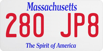 MA license plate 280JP8
