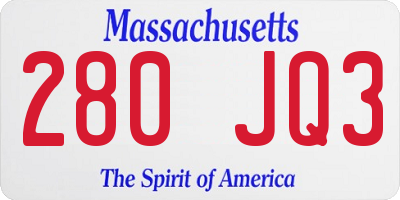 MA license plate 280JQ3