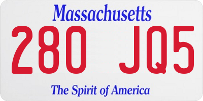MA license plate 280JQ5