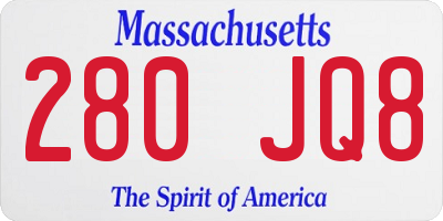 MA license plate 280JQ8
