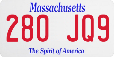 MA license plate 280JQ9
