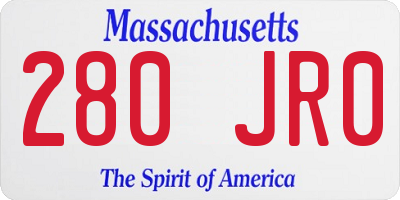 MA license plate 280JR0
