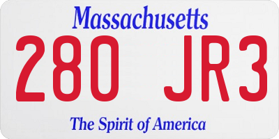 MA license plate 280JR3