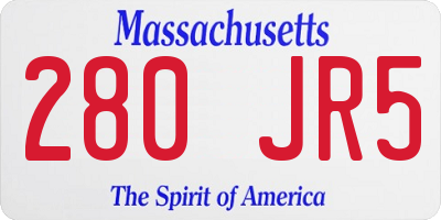 MA license plate 280JR5
