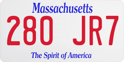 MA license plate 280JR7