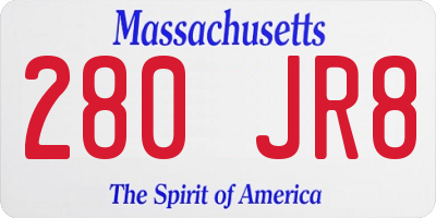 MA license plate 280JR8