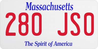 MA license plate 280JS0