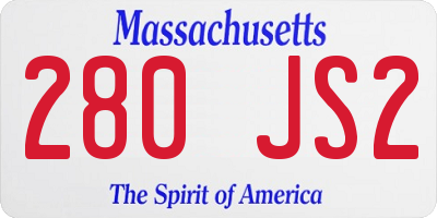 MA license plate 280JS2