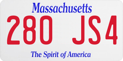 MA license plate 280JS4