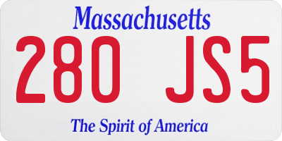MA license plate 280JS5