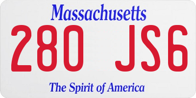 MA license plate 280JS6