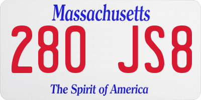 MA license plate 280JS8
