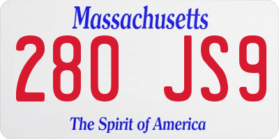 MA license plate 280JS9