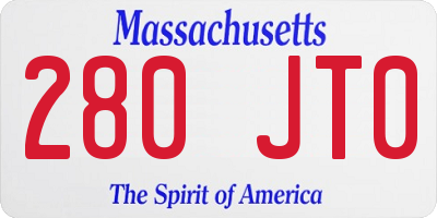 MA license plate 280JT0