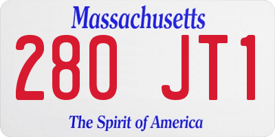MA license plate 280JT1