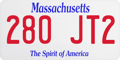 MA license plate 280JT2