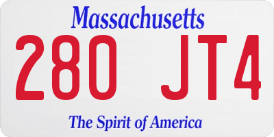 MA license plate 280JT4