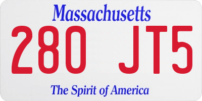 MA license plate 280JT5
