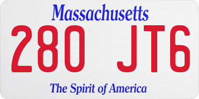 MA license plate 280JT6