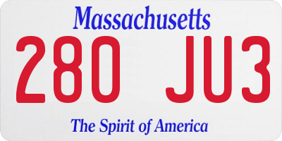 MA license plate 280JU3