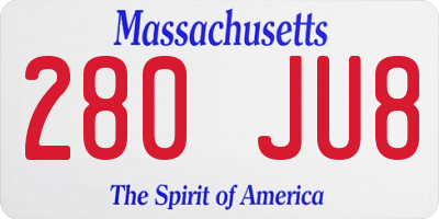 MA license plate 280JU8