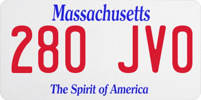 MA license plate 280JV0