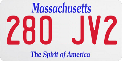 MA license plate 280JV2
