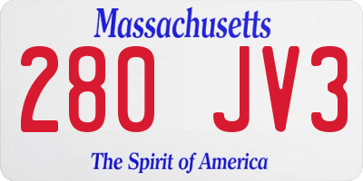 MA license plate 280JV3