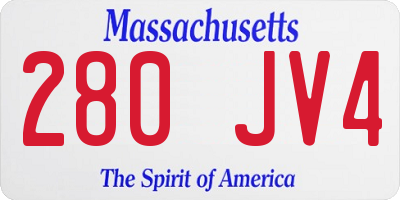 MA license plate 280JV4