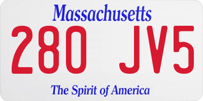 MA license plate 280JV5