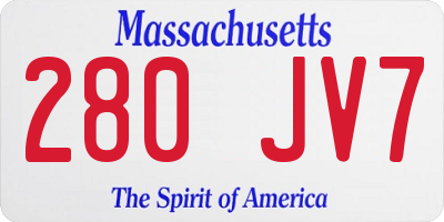 MA license plate 280JV7